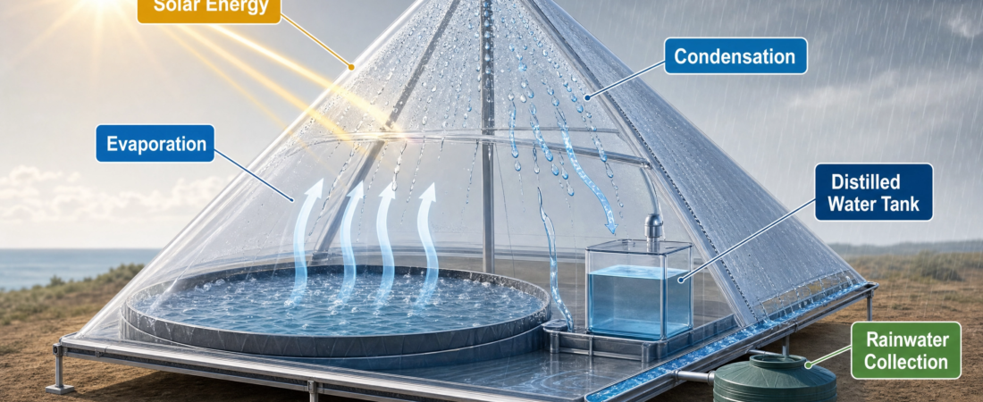 The Water Pyramid: Drinking Water from Sunlight – Then and Now