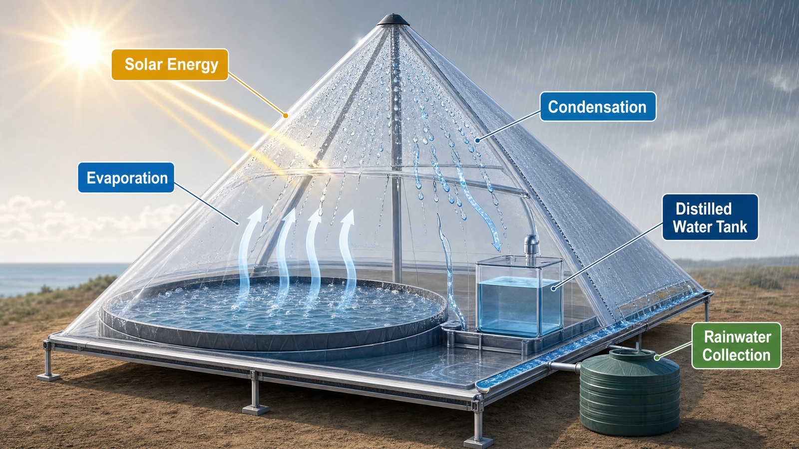 The Water Pyramid: Drinking Water from Sunlight – Then and Now