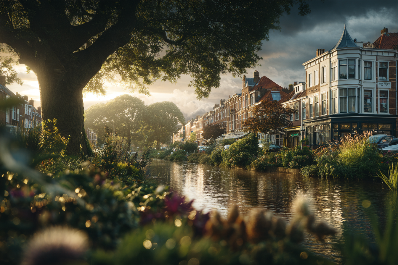 Urban green infrastructure integrating plants, water and the built environment