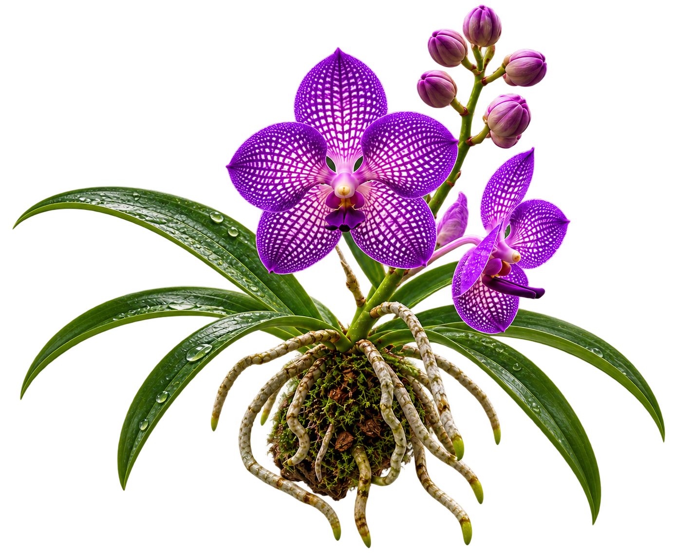 Vanda Magic Pink orchid with transparent background